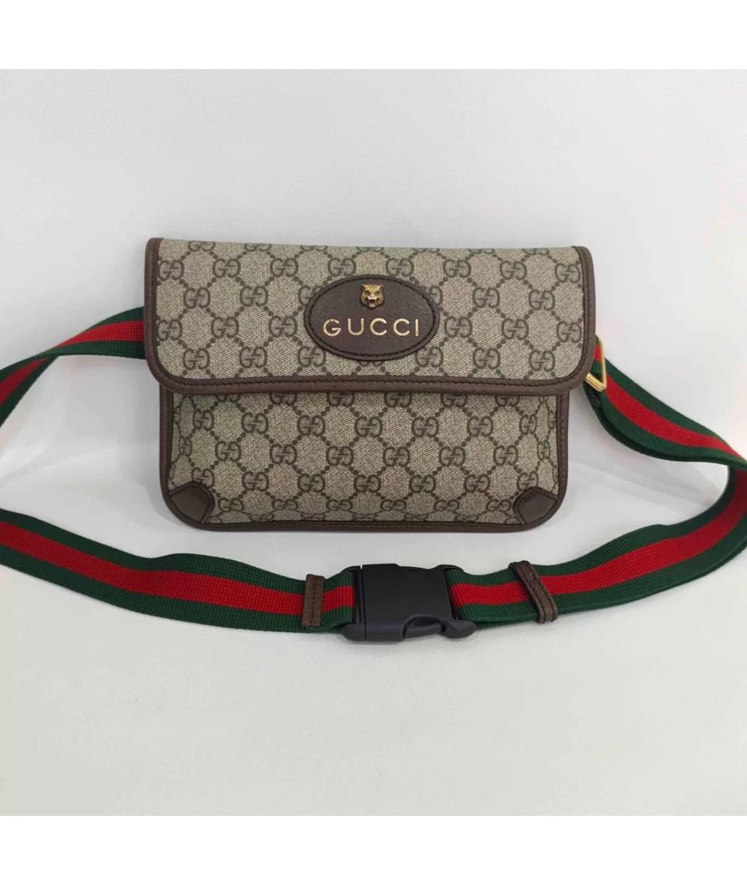 GUCCI Коричневая тканевая сумка на плечо, фото 2
