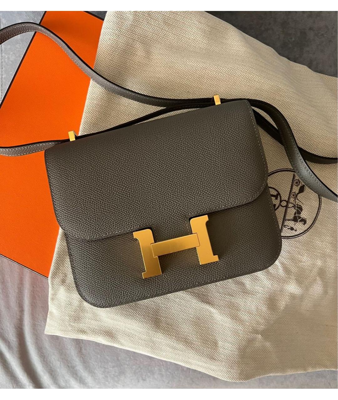 HERMES Коричневая кожаная сумка через плечо, фото 4