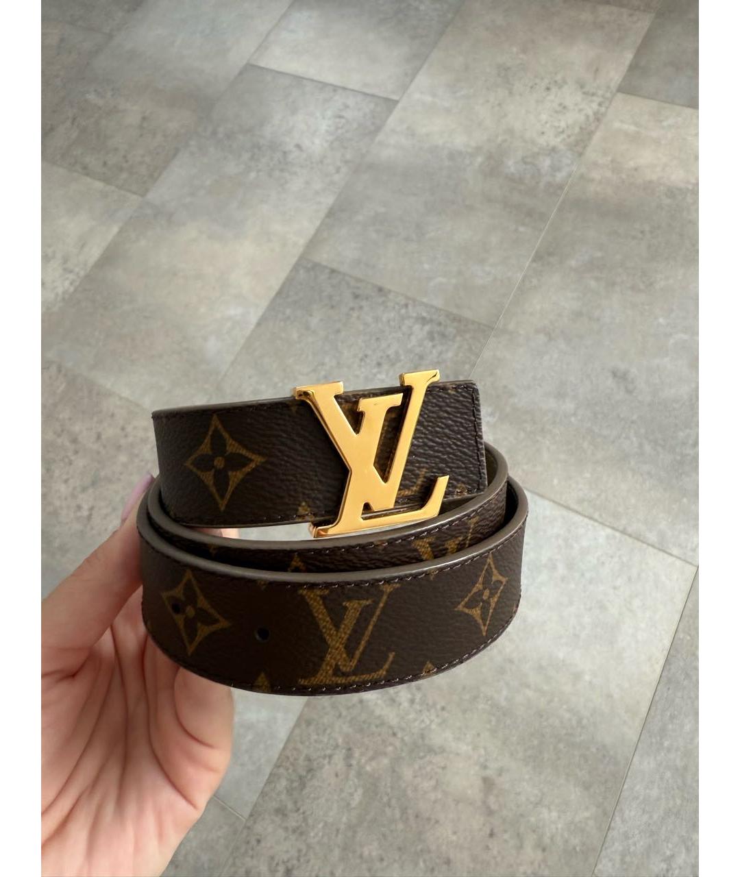 LOUIS VUITTON Коричневый кожаный ремень, фото 5