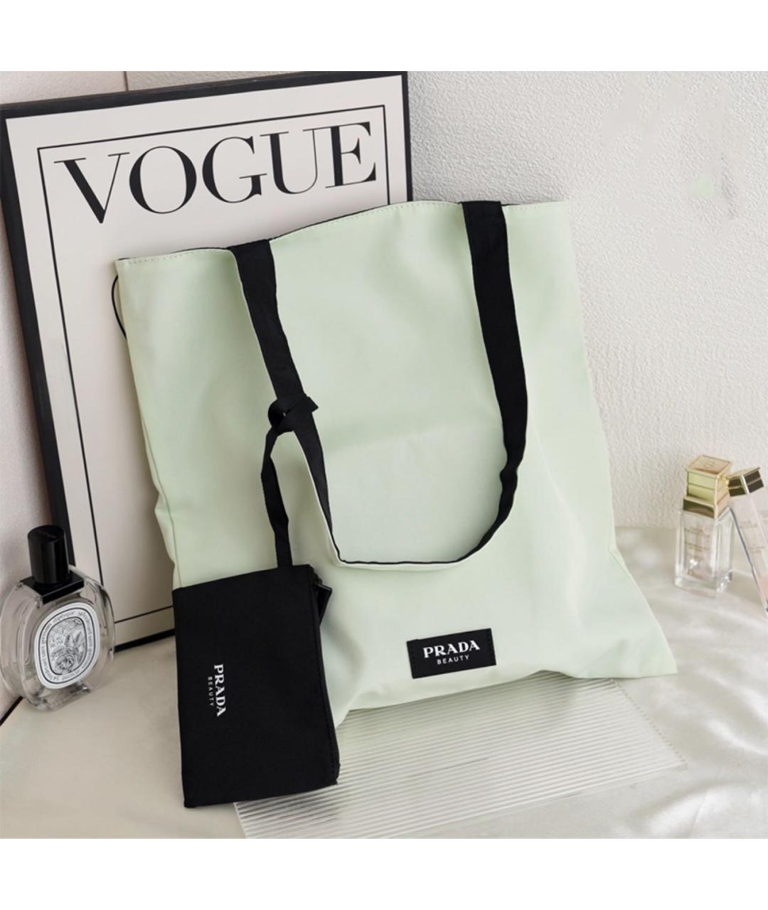 PRADA Бежевая тканевая пляжная сумка, фото 2