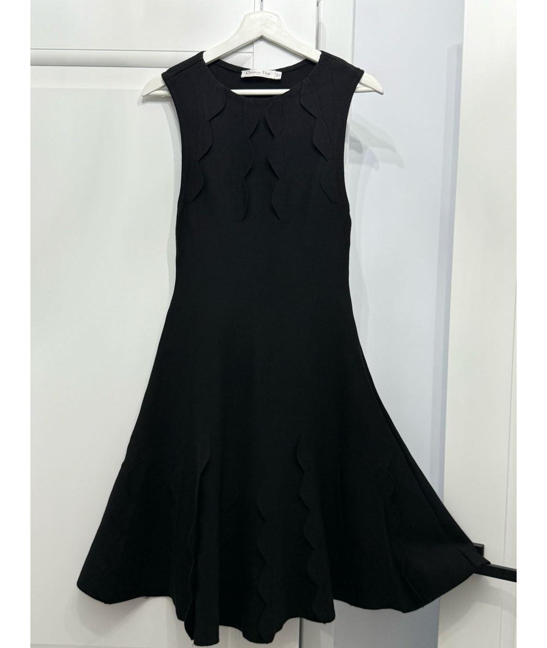 CHRISTIAN DIOR Черное шерстяное повседневное платье, фото 9