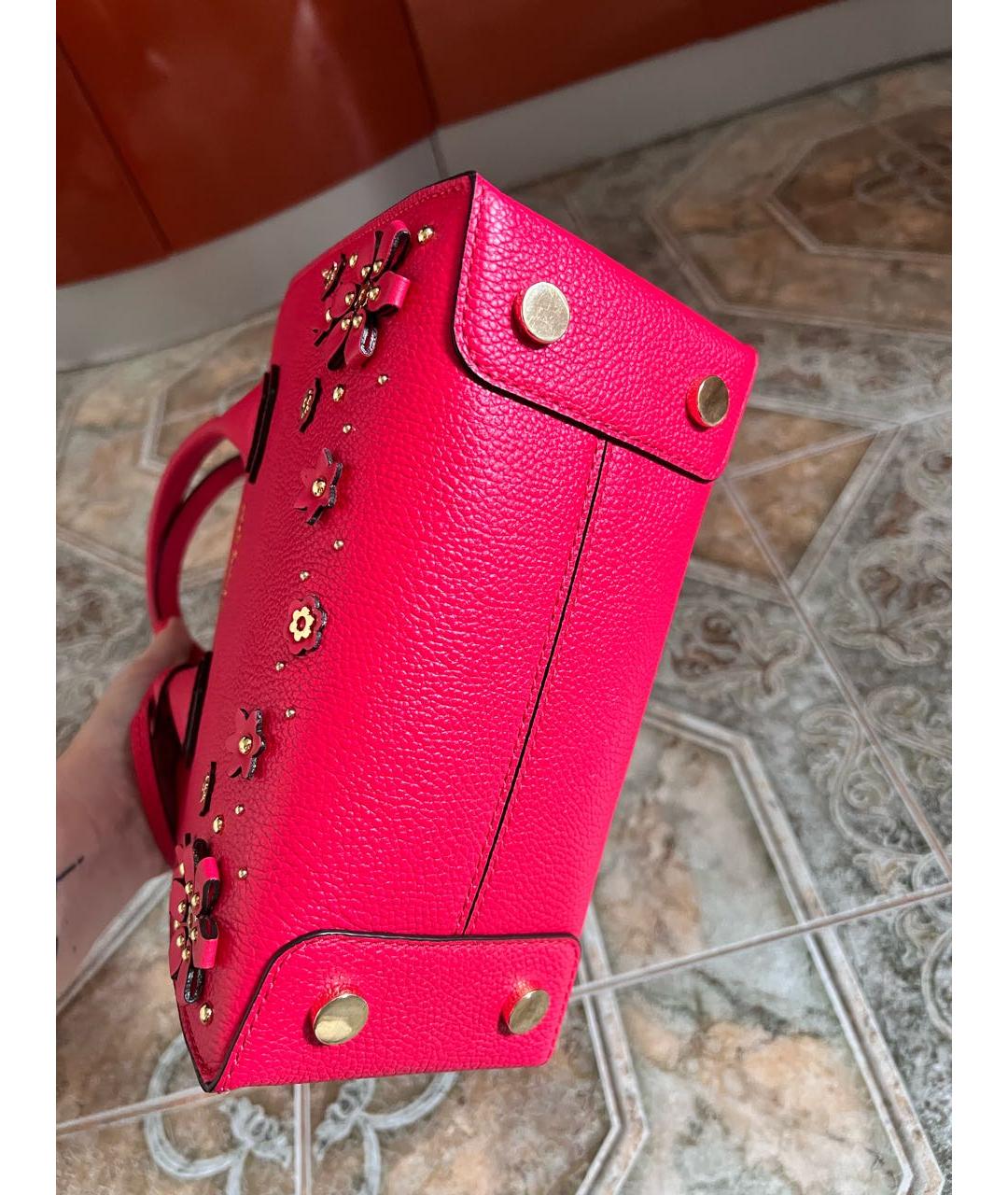 MICHAEL MICHAEL KORS Фуксия кожаная сумка с короткими ручками, фото 4