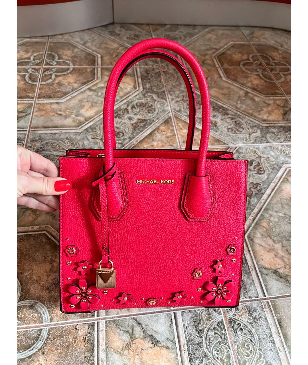 MICHAEL MICHAEL KORS Фуксия кожаная сумка с короткими ручками, фото 2