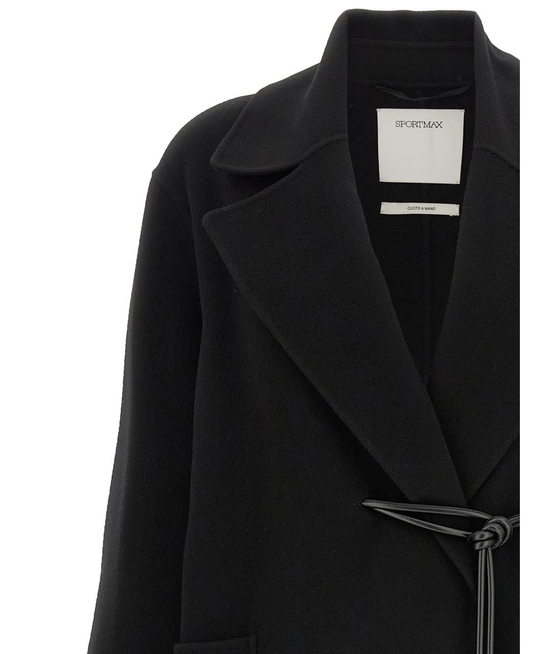 SPORTMAX Черное шерстяное пальто, фото 2