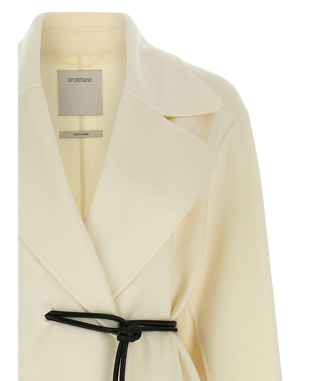 SPORTMAX Белое шерстяное пальто, фото 3