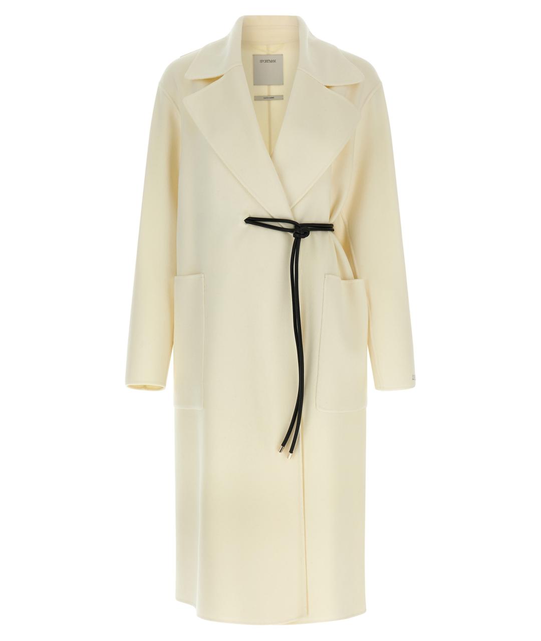 SPORTMAX Белое шерстяное пальто, фото 1