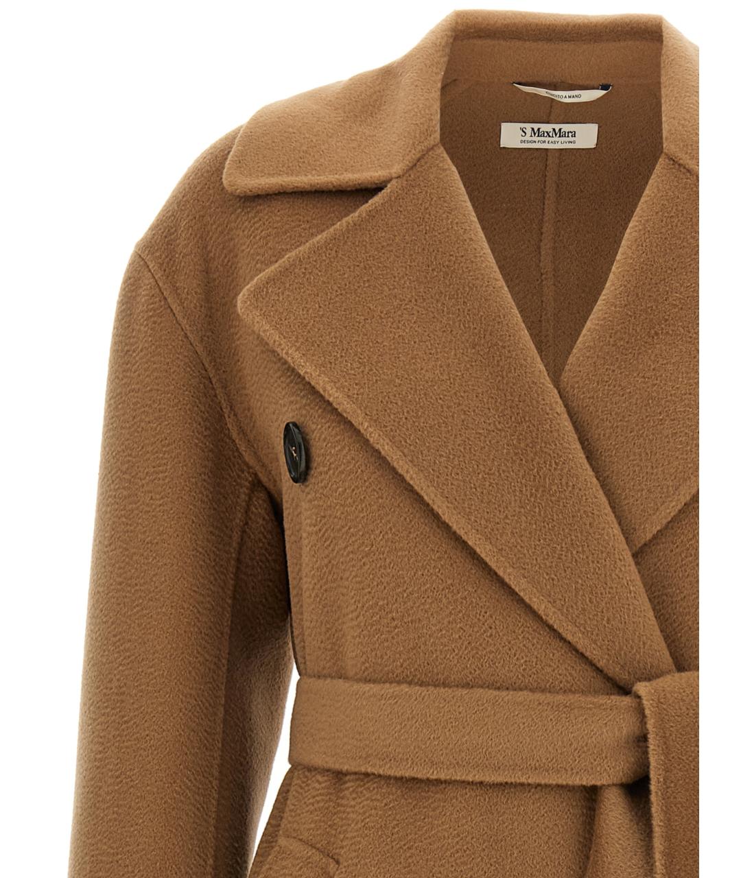 'S MAX MARA Коричневое шерстяное пальто, фото 3