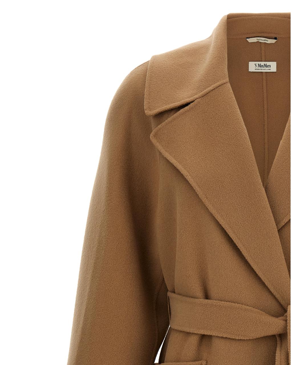 'S MAX MARA Коричневое шерстяное пальто, фото 3
