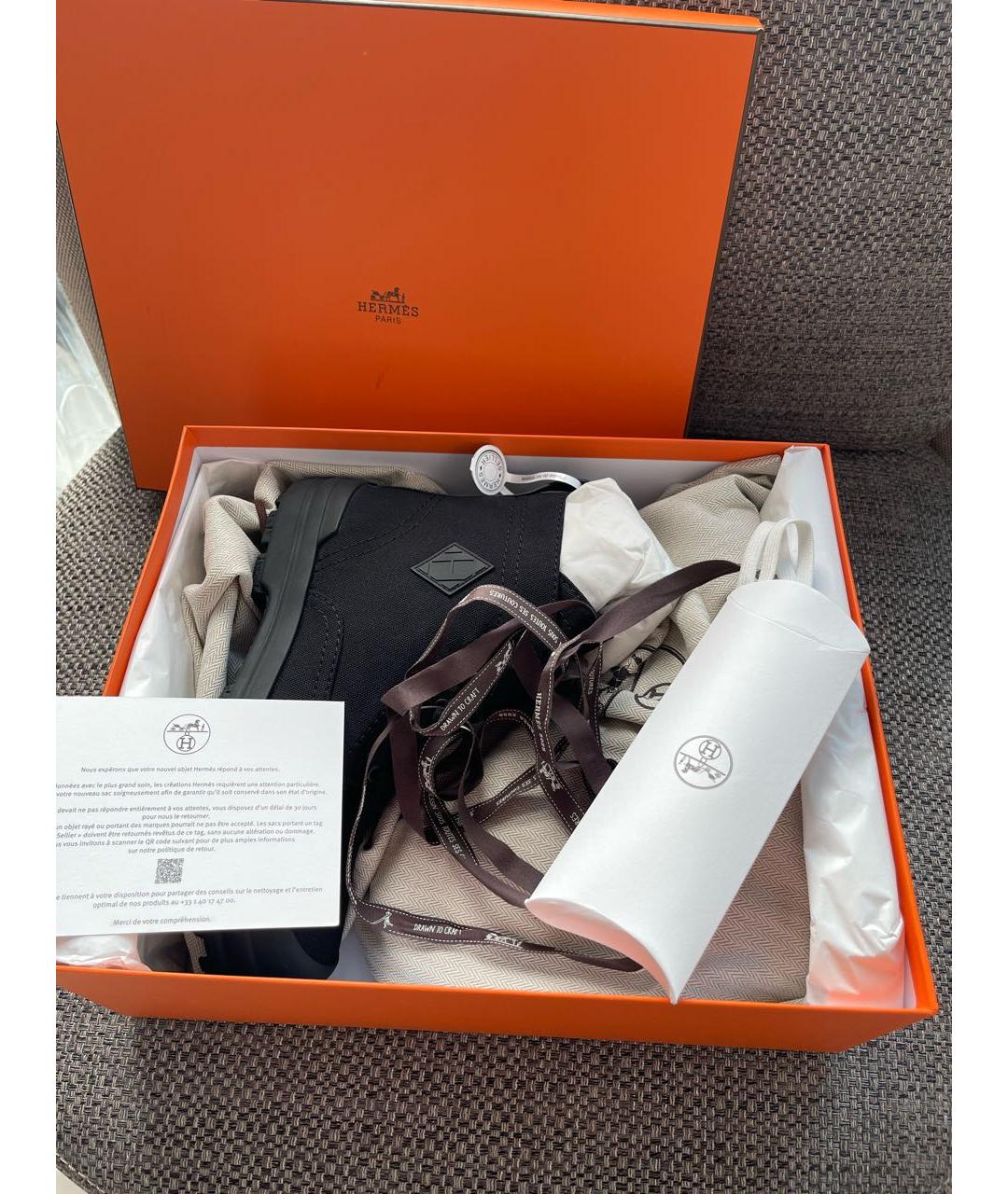 HERMES Черные текстильные ботинки, фото 7