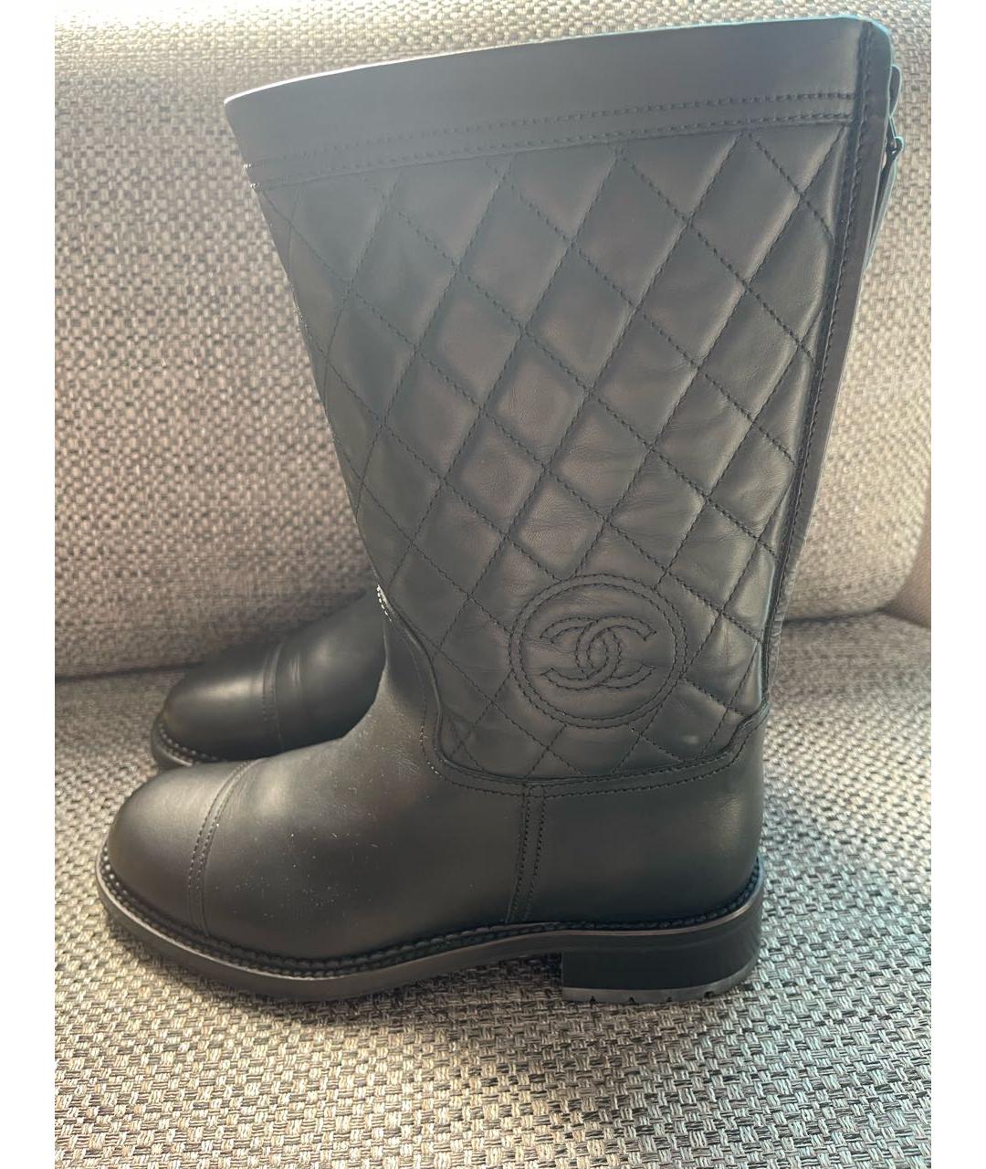 CHANEL Черные кожаные ботинки, фото 2
