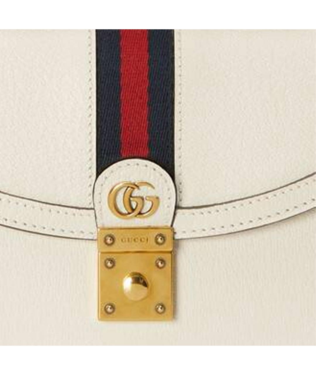 GUCCI Белая кожаная сумка через плечо, фото 6