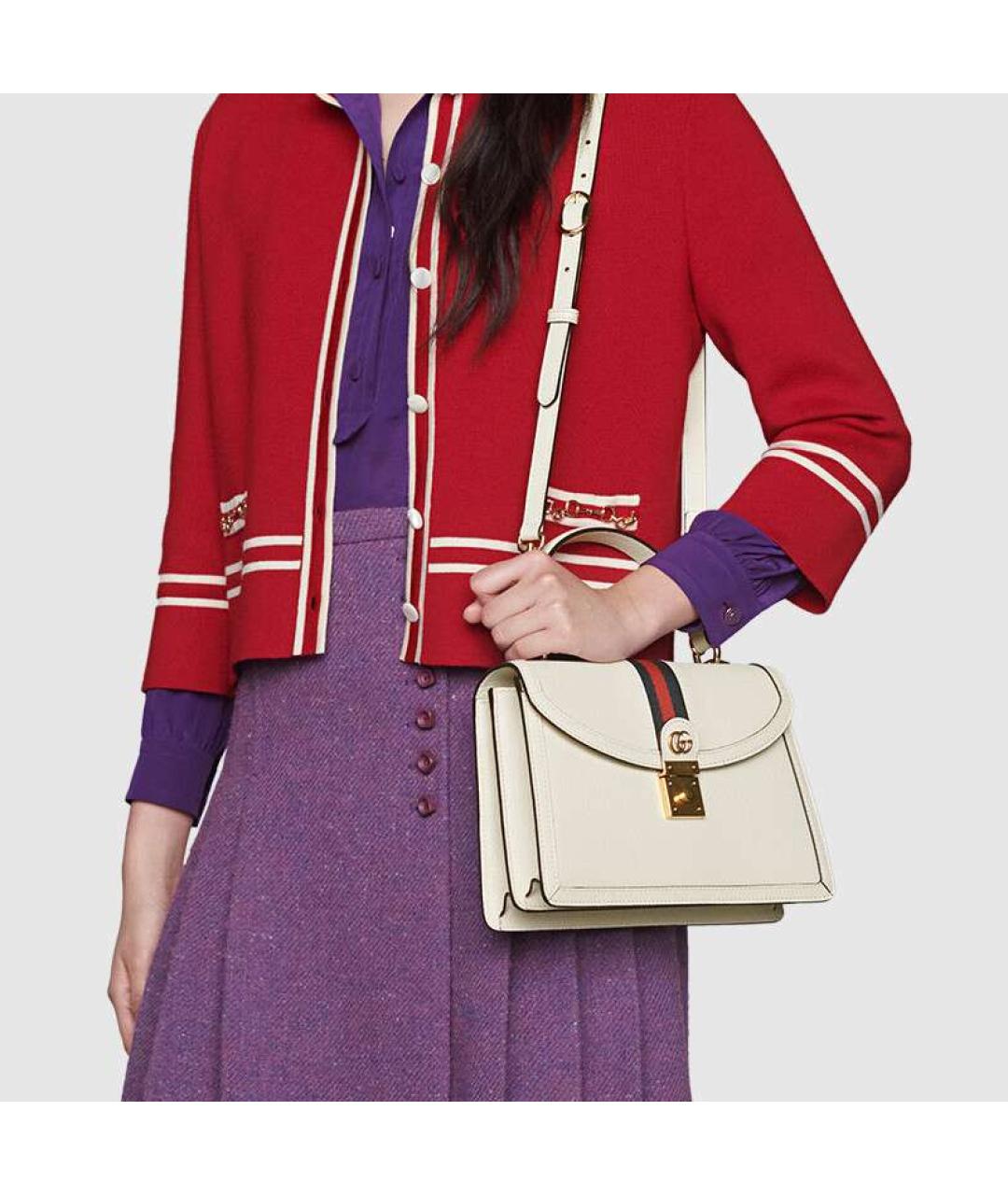 GUCCI Белая кожаная сумка через плечо, фото 7