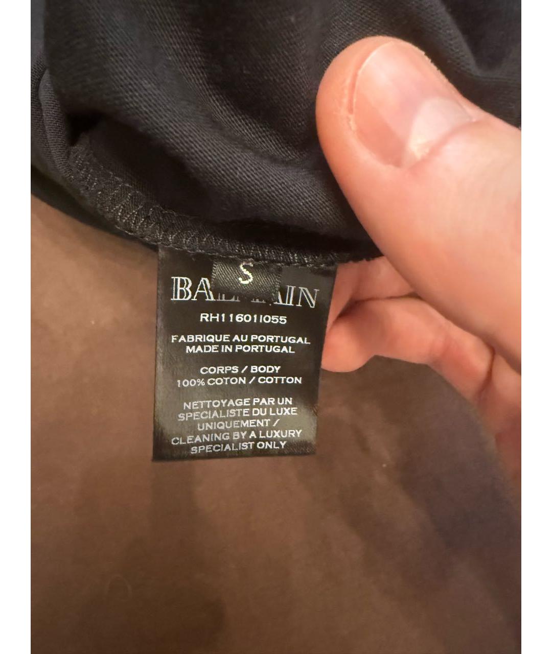BALMAIN Черная хлопковая футболка, фото 3