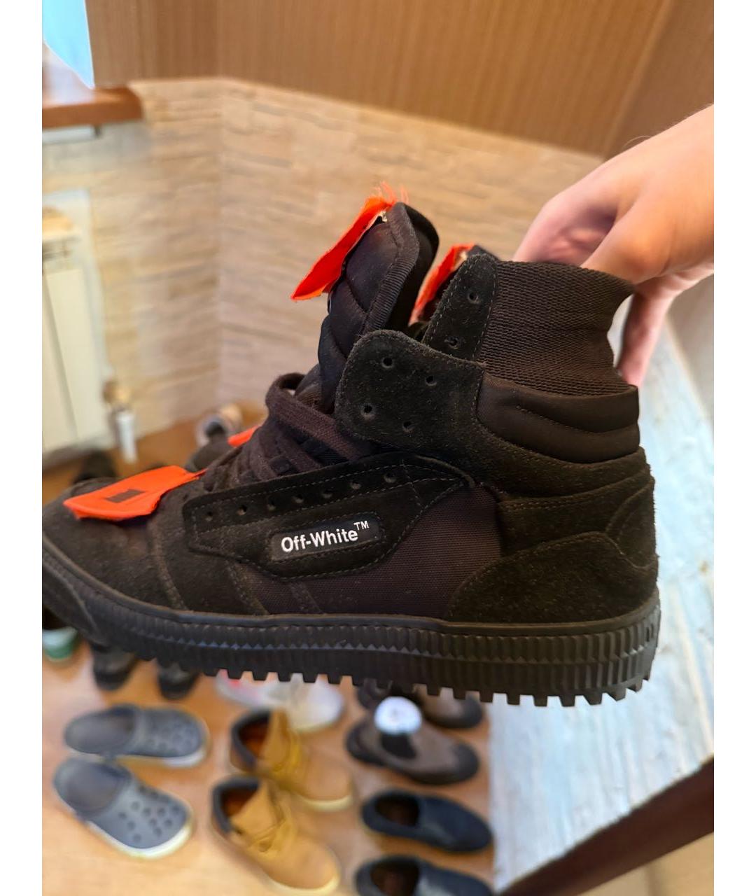 OFF-WHITE Черные замшевые высокие кроссовки / кеды, фото 4