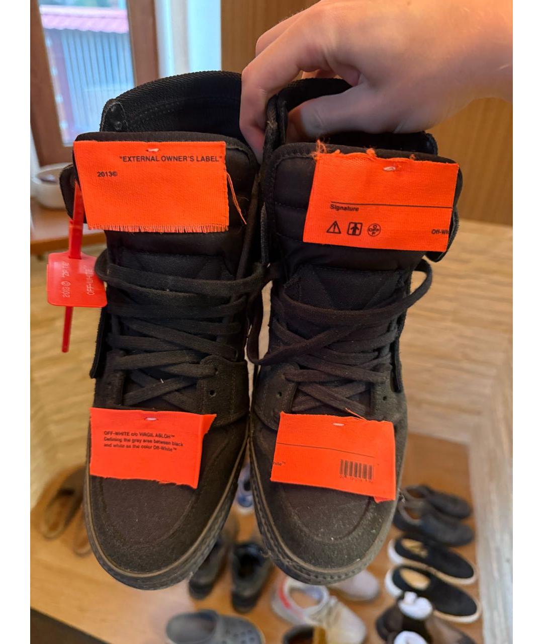 OFF-WHITE Черные замшевые высокие кроссовки / кеды, фото 2