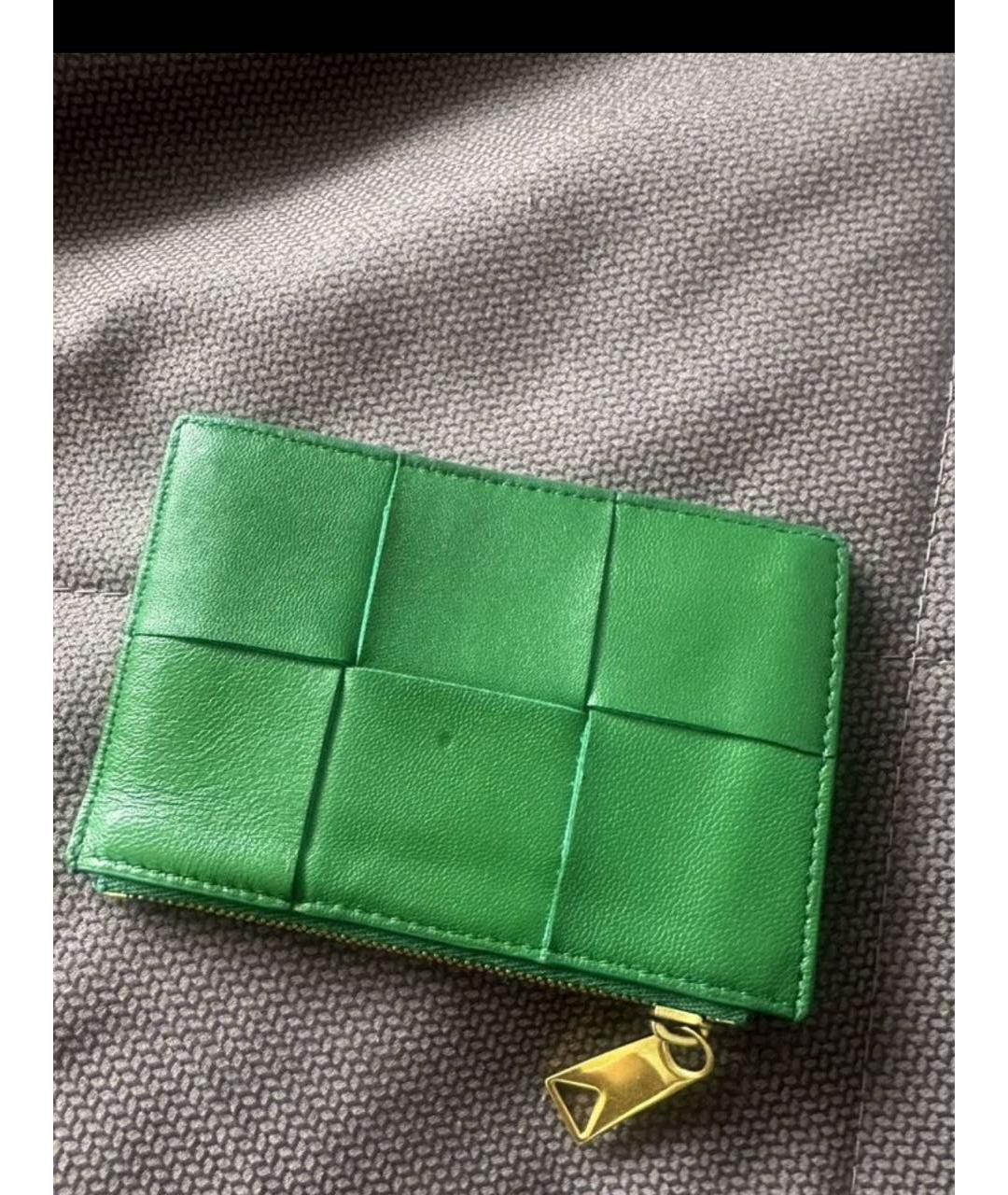 BOTTEGA VENETA Зеленый кожаный кардхолдер, фото 3