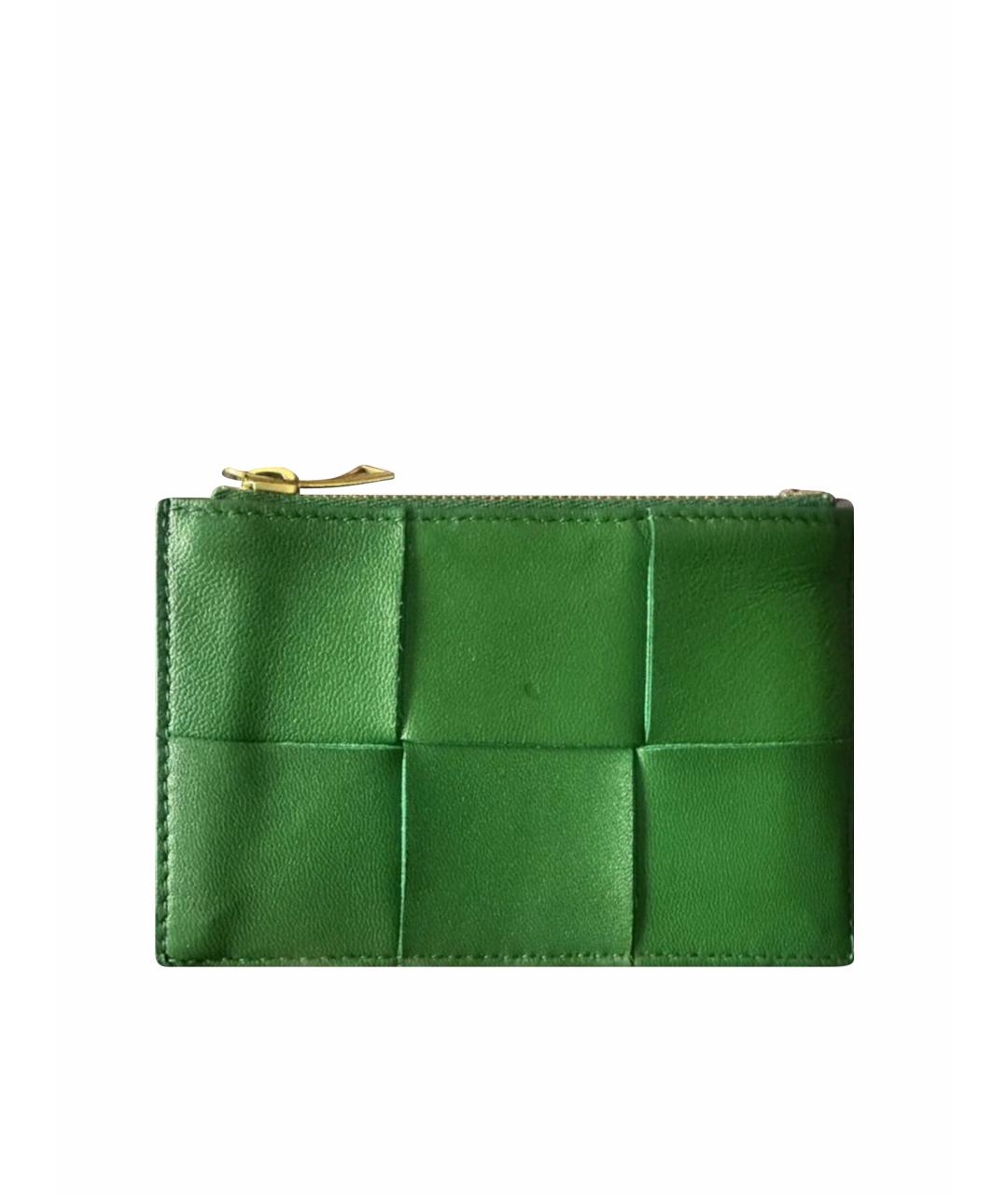 BOTTEGA VENETA Зеленый кожаный кардхолдер, фото 1