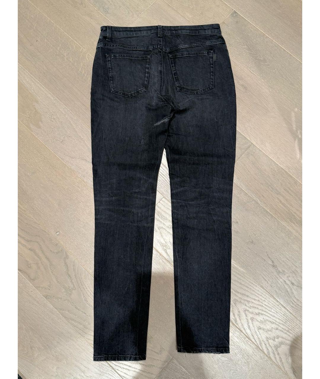 SAINT LAURENT Черные хлопко-эластановые прямые джинсы, фото 2