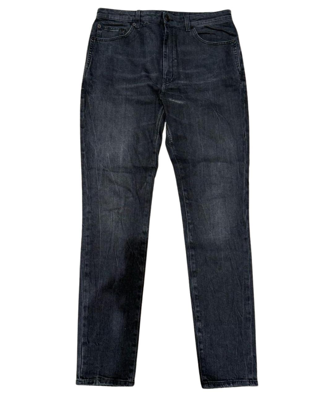 SAINT LAURENT Черные хлопко-эластановые прямые джинсы, фото 1