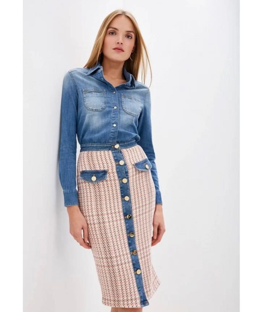 ELISABETTA FRANCHI Мульти деним повседневное платье, фото 4