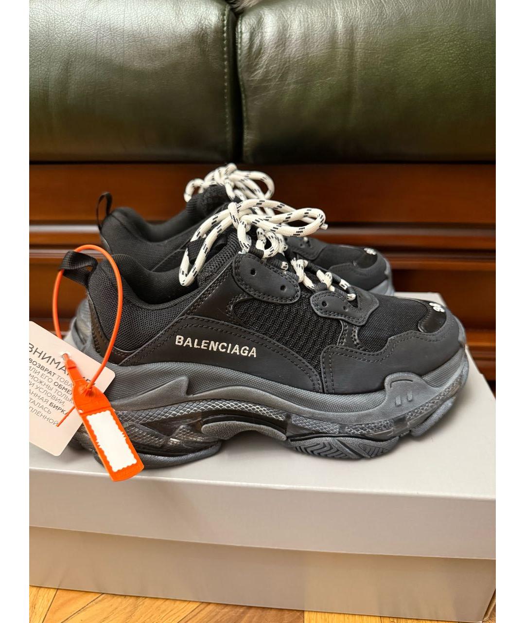 BALENCIAGA Черные текстильные кроссовки, фото 2
