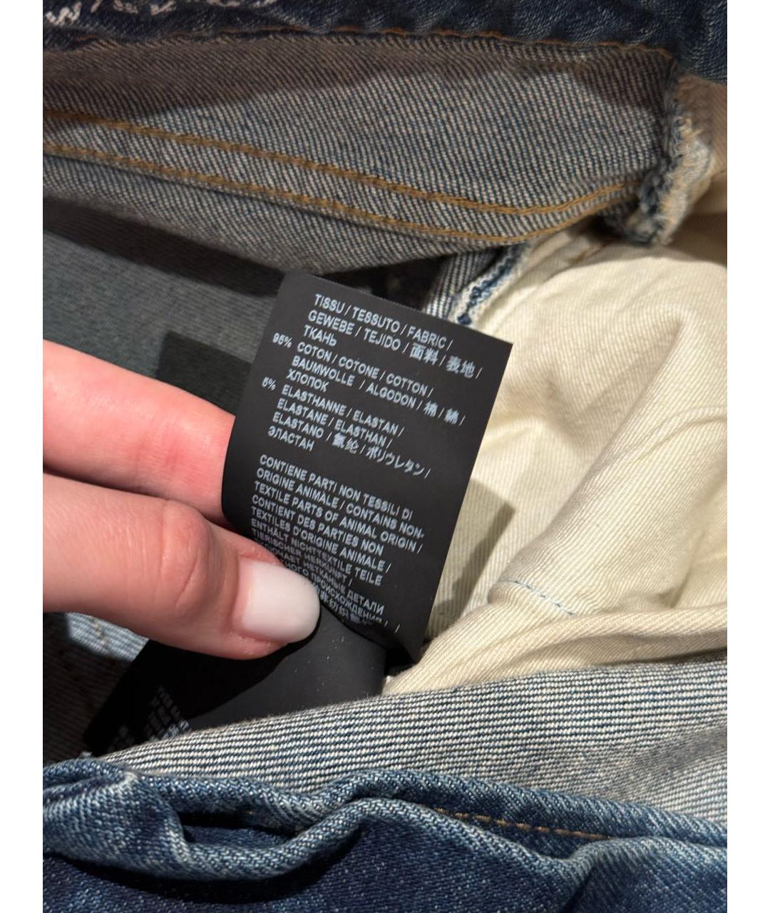 SAINT LAURENT Синие хлопко-эластановые прямые джинсы, фото 7