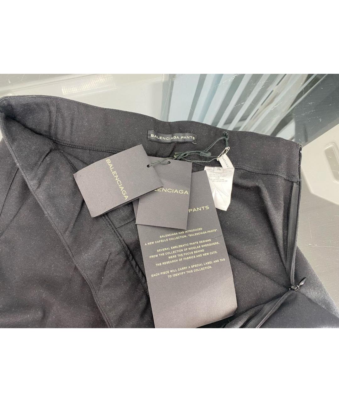 BALENCIAGA Черные шерстяные прямые брюки, фото 3
