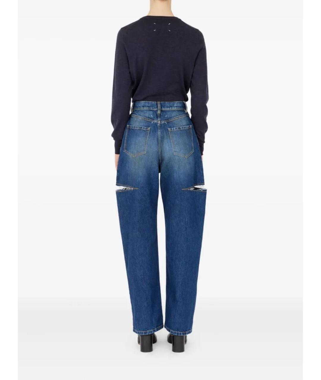 MAISON MARGIELA Синие хлопковые прямые джинсы, фото 4