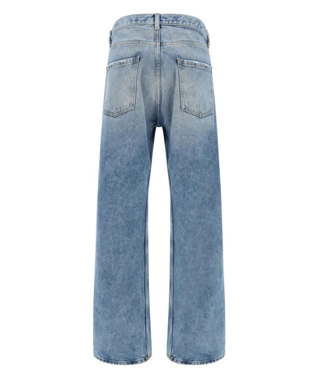 MAISON MARGIELA Голубые хлопковые прямые джинсы, фото 3