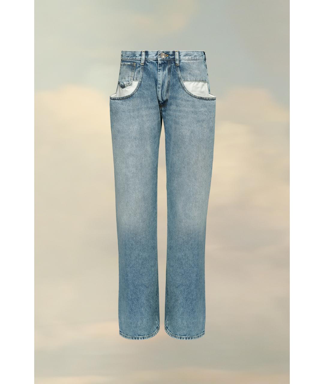 MAISON MARGIELA Голубые хлопковые прямые джинсы, фото 4