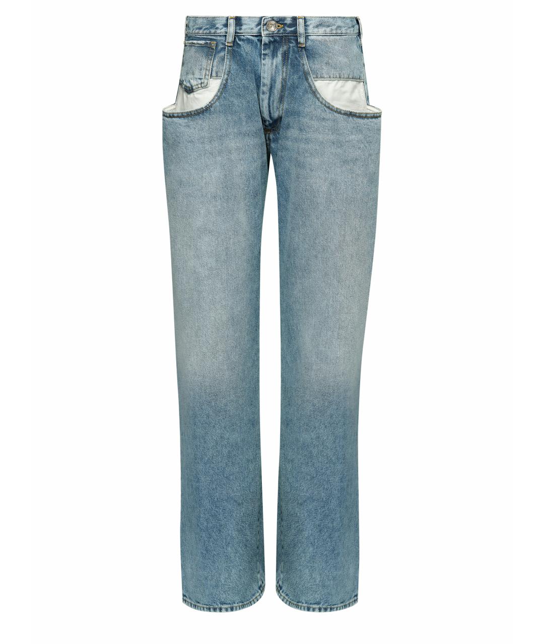 MAISON MARGIELA Голубые хлопковые прямые джинсы, фото 1