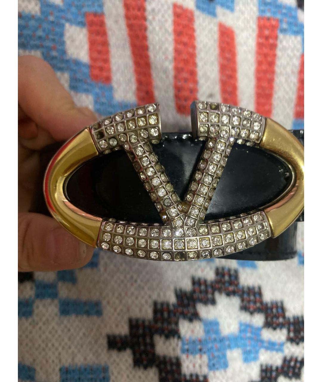 VALENTINO Темно-синий ремень из лакированной кожи, фото 2