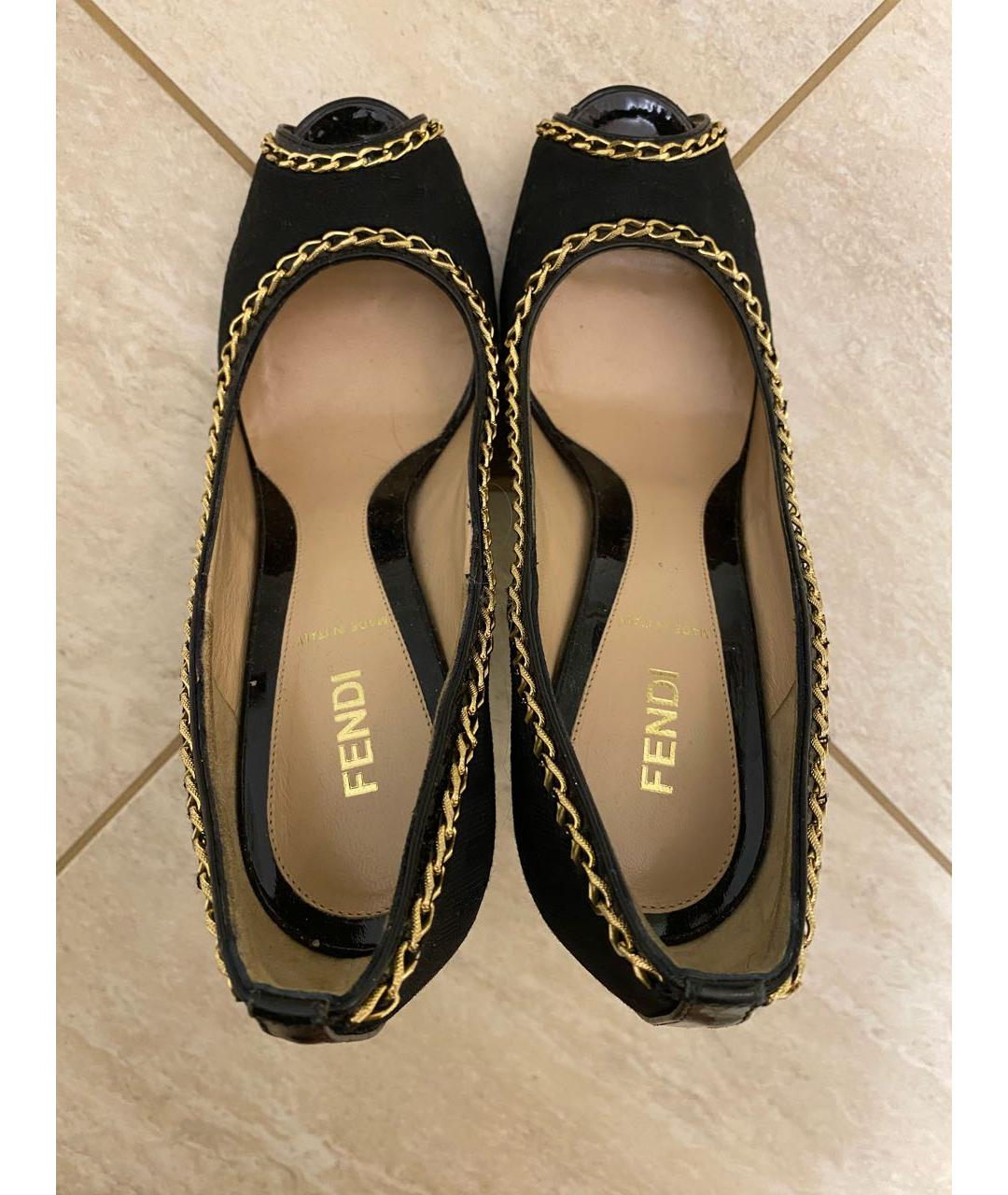 FENDI Черные текстильные туфли, фото 3