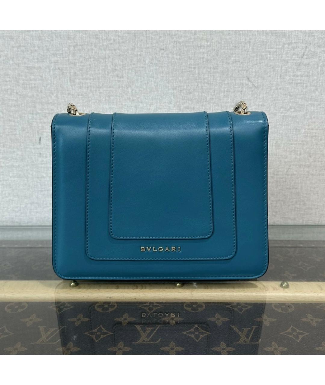 BVLGARI Голубая кожаная сумка через плечо, фото 3