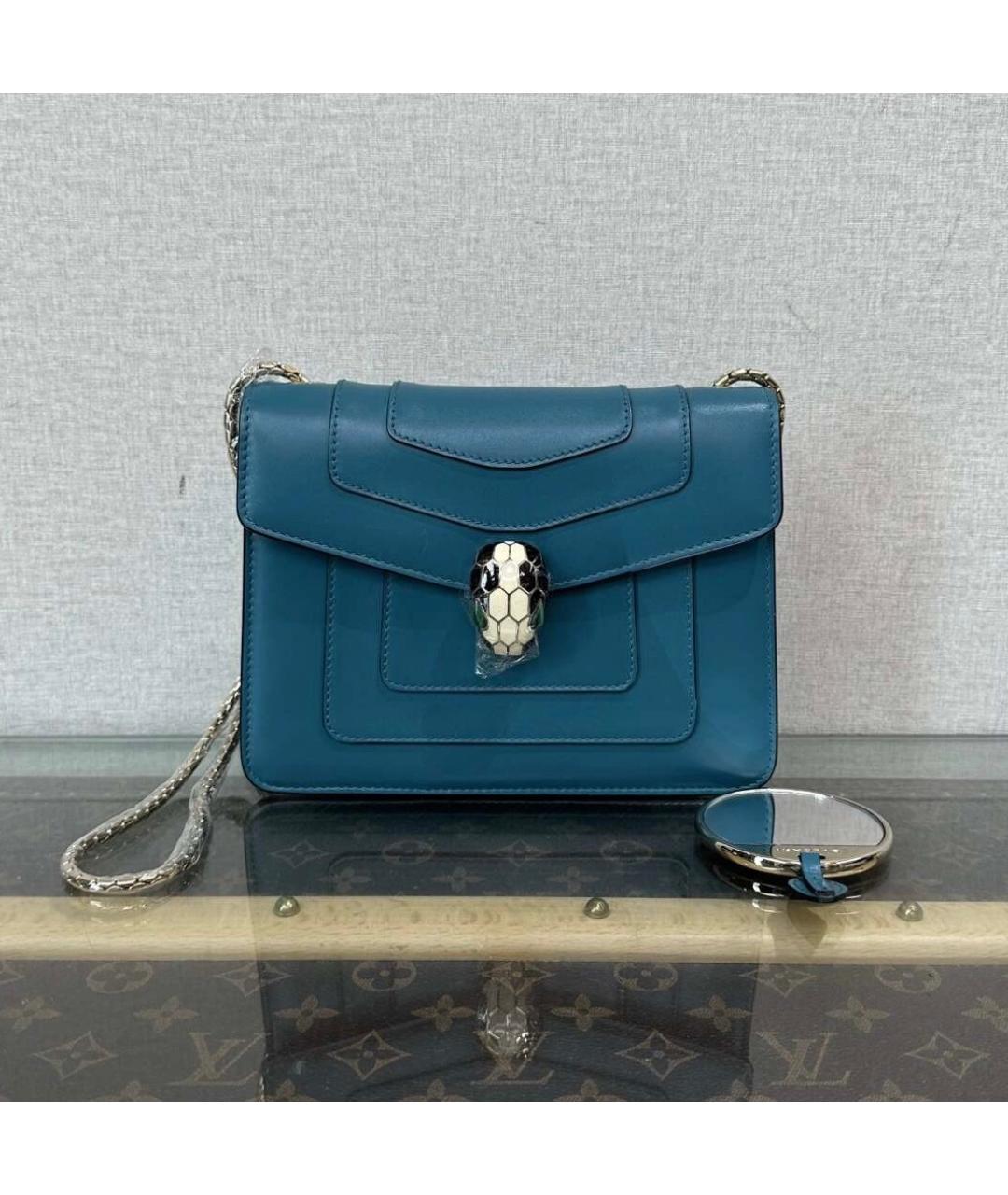 BVLGARI Голубая кожаная сумка через плечо, фото 7