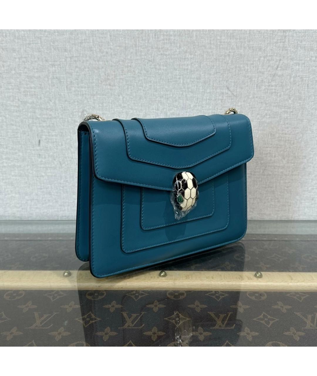BVLGARI Голубая кожаная сумка через плечо, фото 2