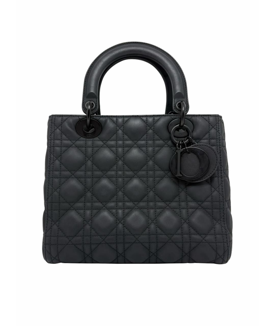 CHRISTIAN DIOR Черная кожаная сумка с короткими ручками, фото 1