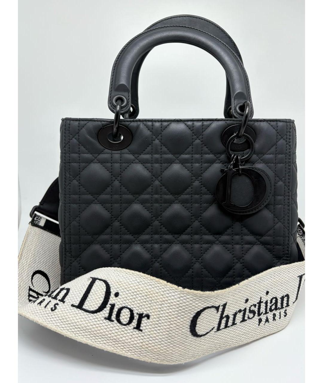 CHRISTIAN DIOR Черная кожаная сумка с короткими ручками, фото 3