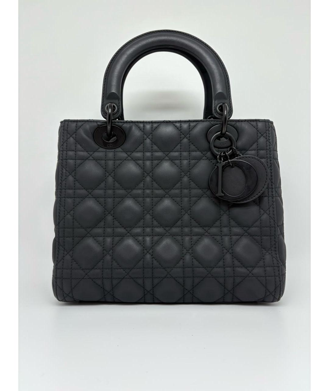 CHRISTIAN DIOR Черная кожаная сумка с короткими ручками, фото 8