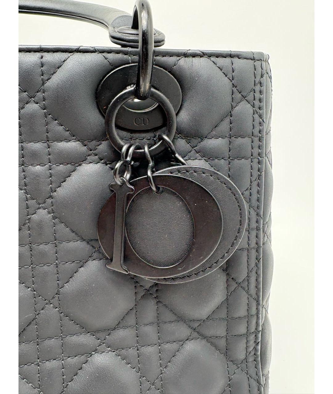 CHRISTIAN DIOR Черная кожаная сумка с короткими ручками, фото 4