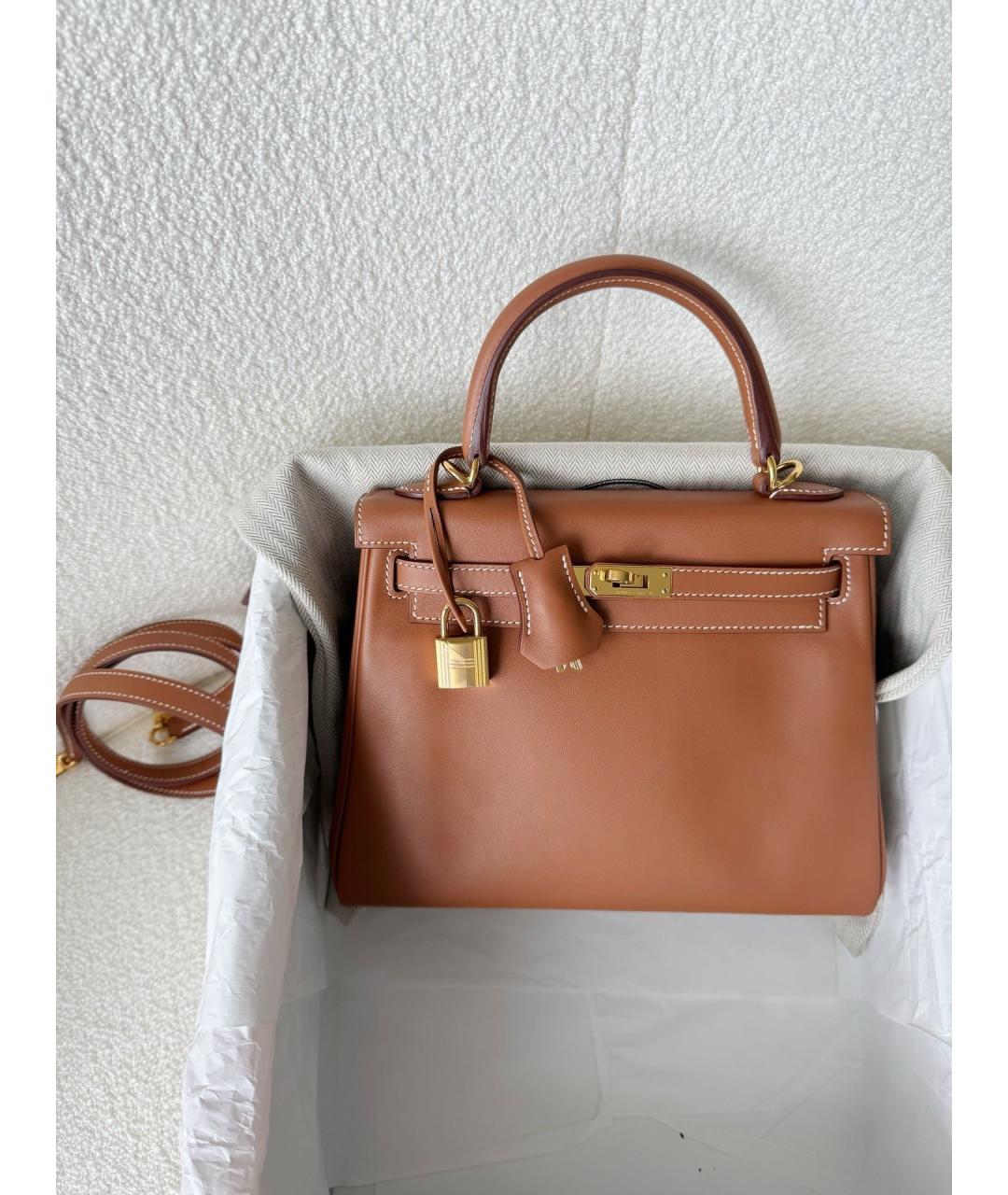 HERMES Коричневая кожаная сумка через плечо, фото 2