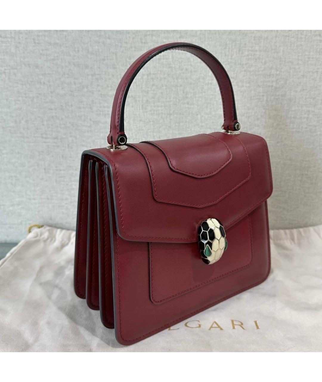 BVLGARI Красная кожаная сумка через плечо, фото 2