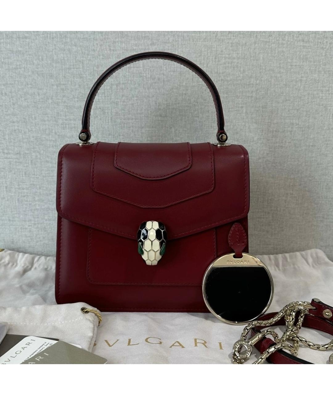 BVLGARI Красная кожаная сумка через плечо, фото 7