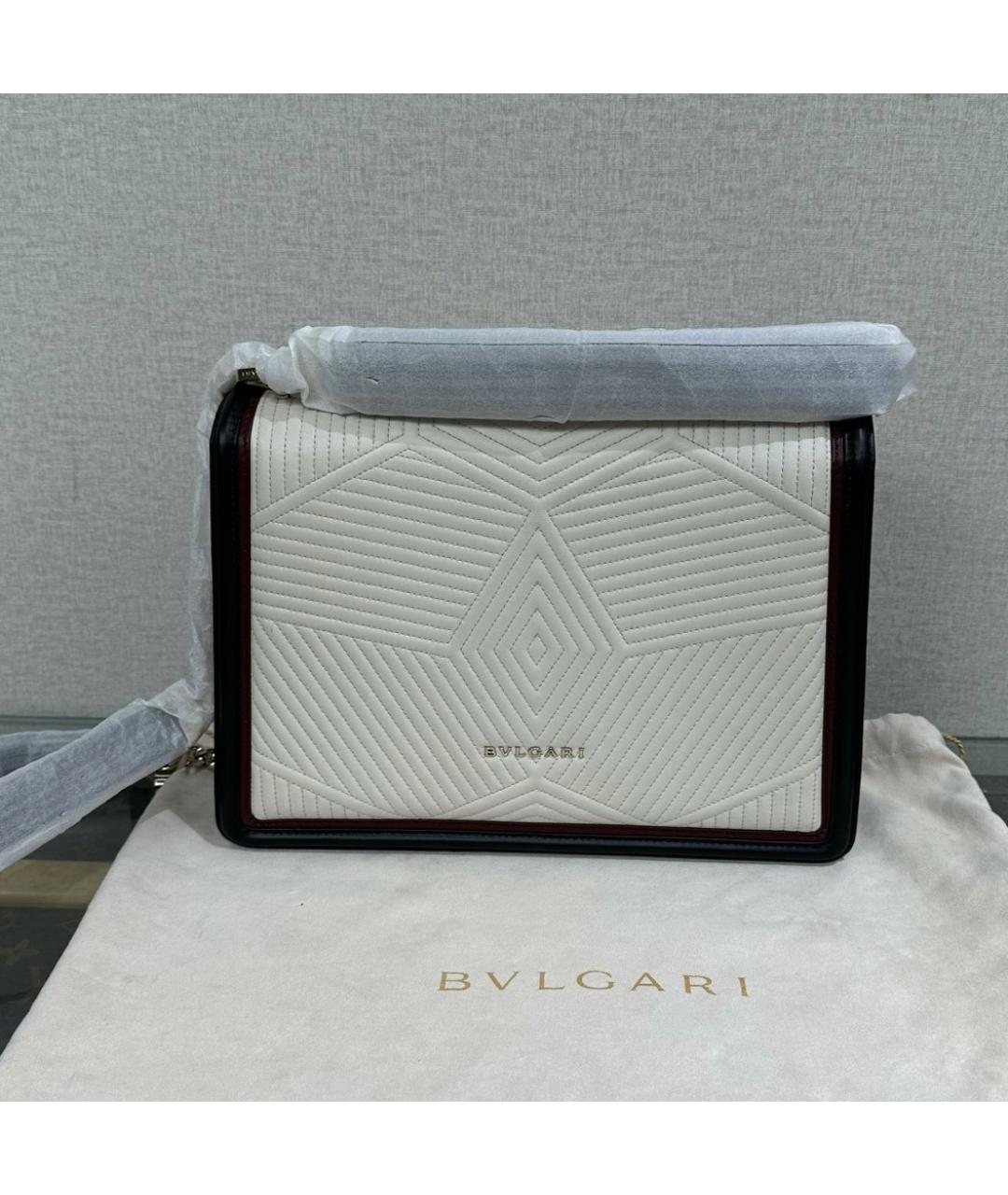 BVLGARI Белая кожаная сумка через плечо, фото 5