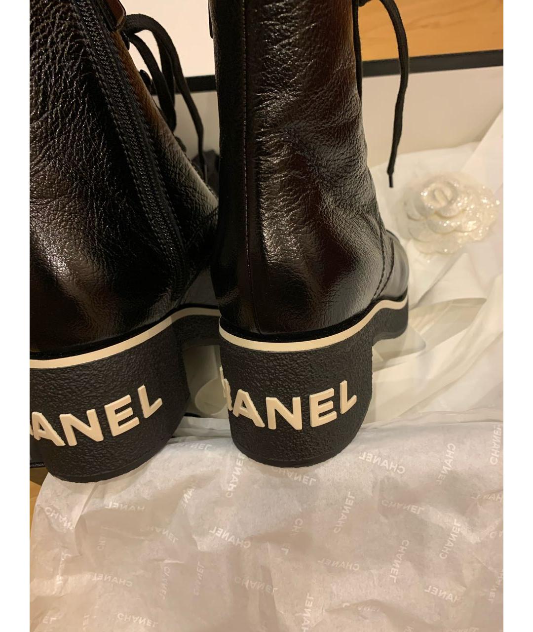 CHANEL Черные кожаные ботинки, фото 3