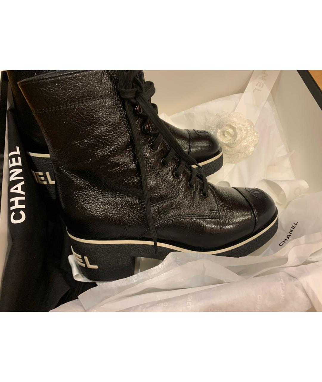 CHANEL Черные кожаные ботинки, фото 2