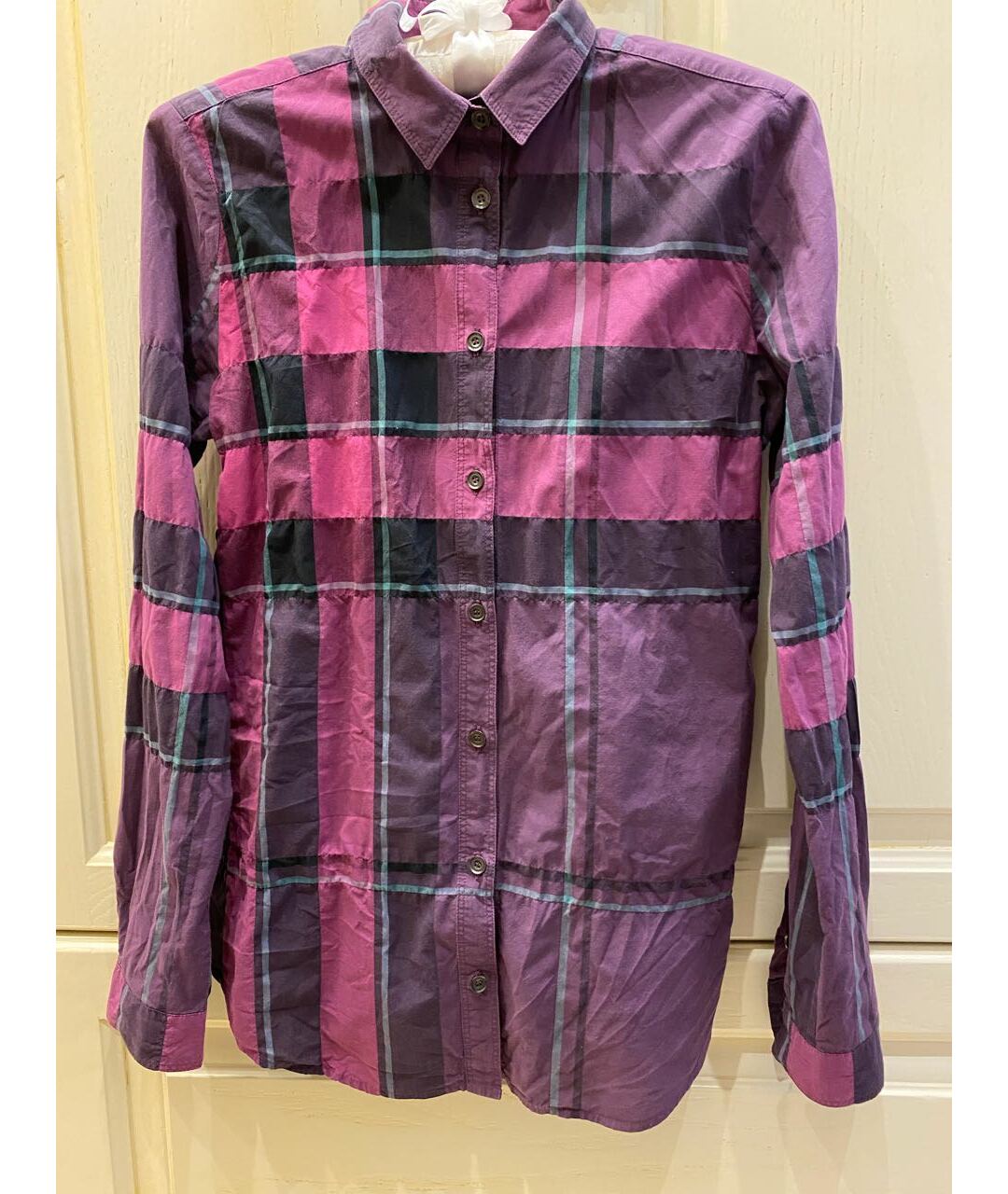 BURBERRY BRIT Фиолетовая хлопко-эластановая рубашка, фото 5