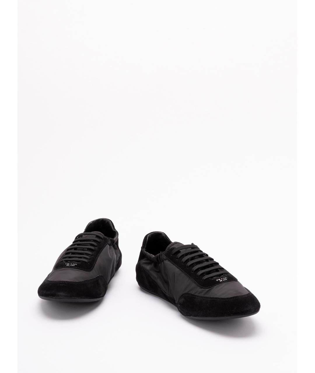 PRADA Черные текстильные низкие кроссовки / кеды, фото 2