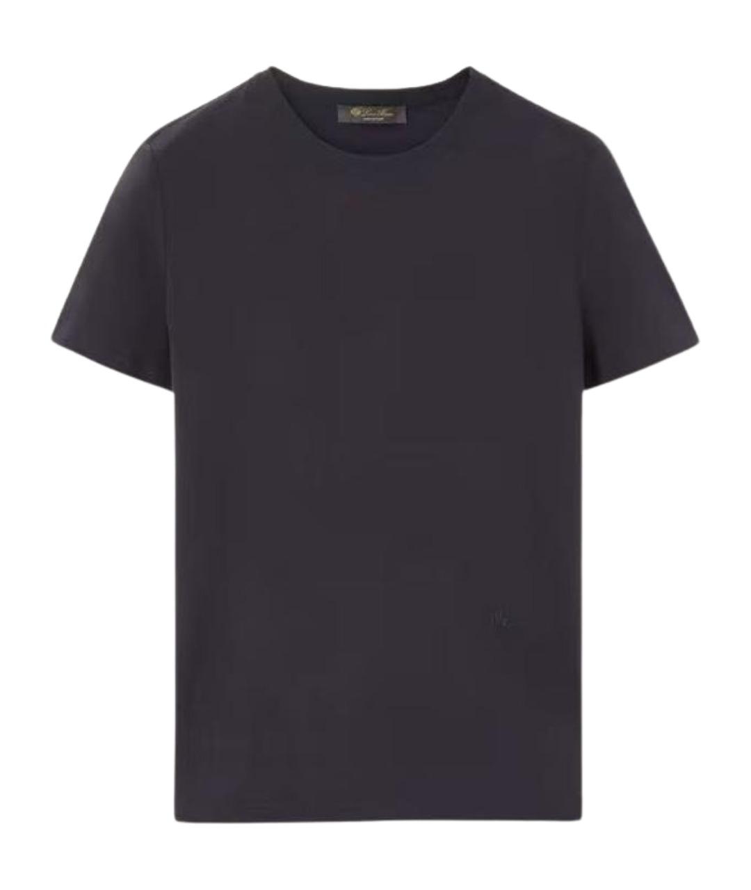 LORO PIANA Темно-синяя хлопковая футболка, фото 1