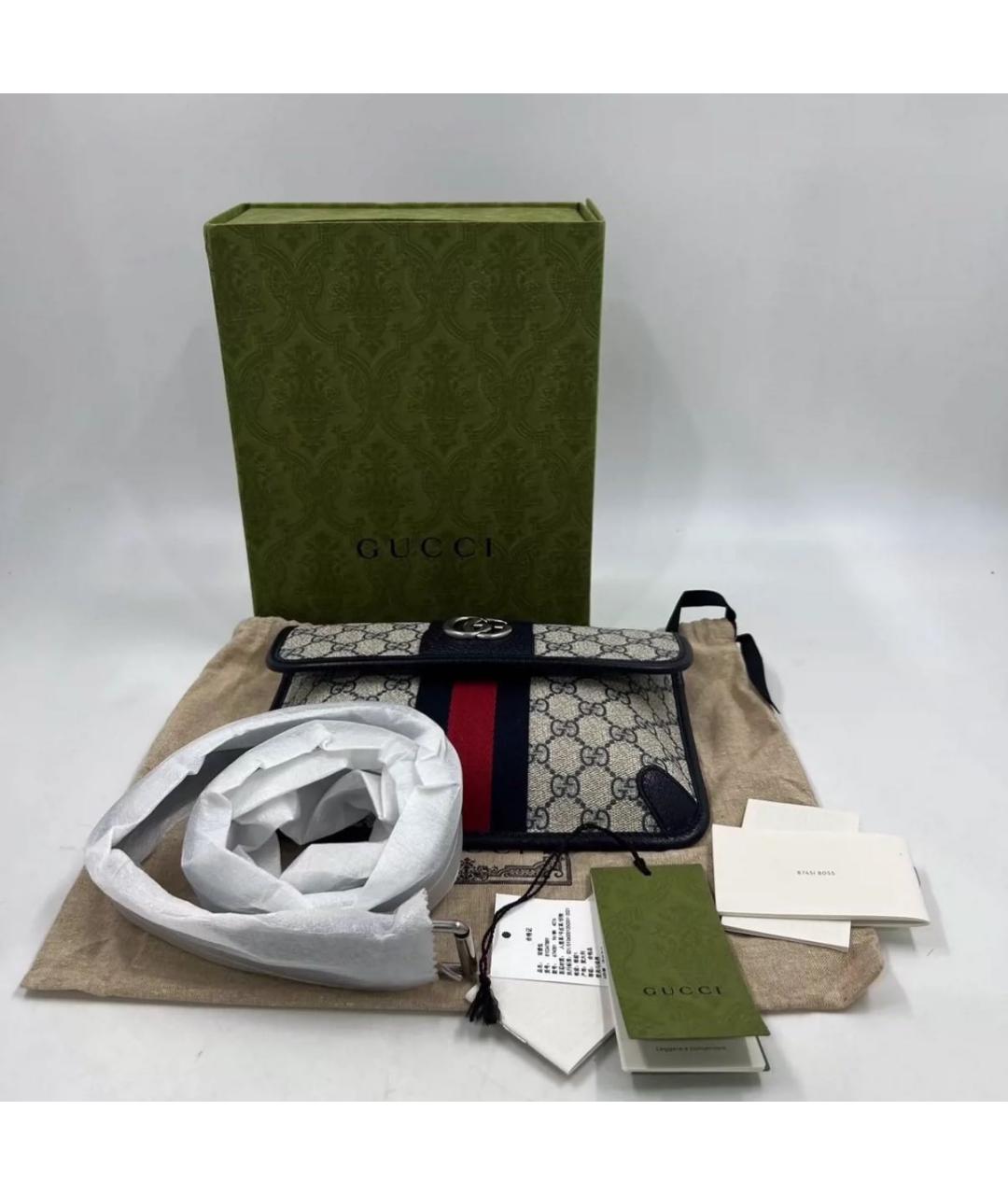 GUCCI Темно-синяя кожаная сумка на плечо, фото 3